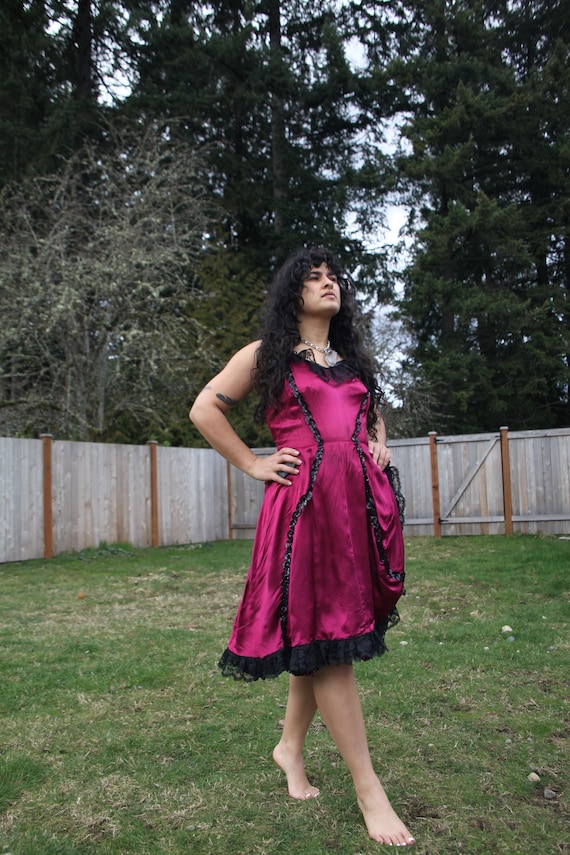 50s/60s California vintage burlesque maroon dress - image 1