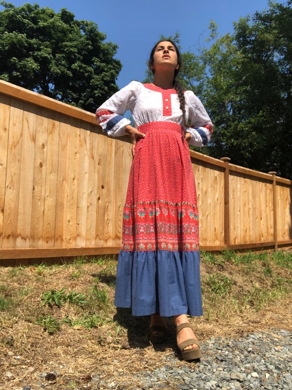 60s/70s long sleeve handmade prairie dress - image 1