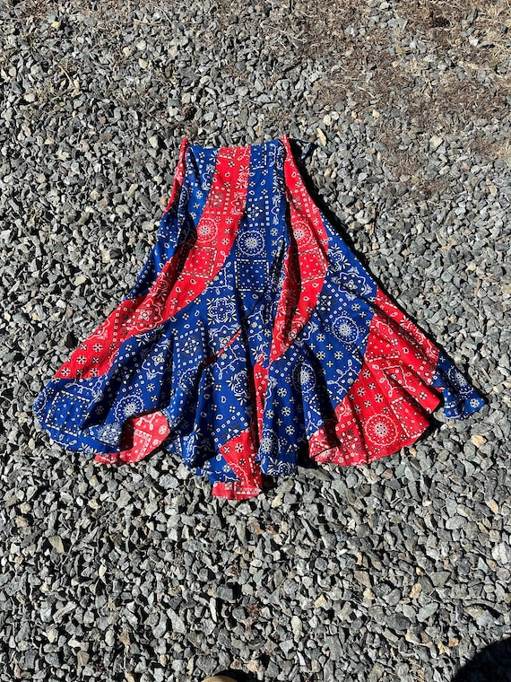 70s americana bandana skirt//vintage wrap midi sk… - image 1