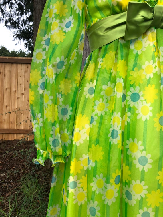60s flower dress//long sleeve maxi dress - image 8
