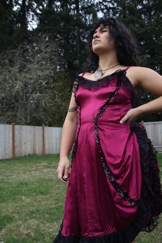 50s/60s California vintage burlesque maroon dress - image 3