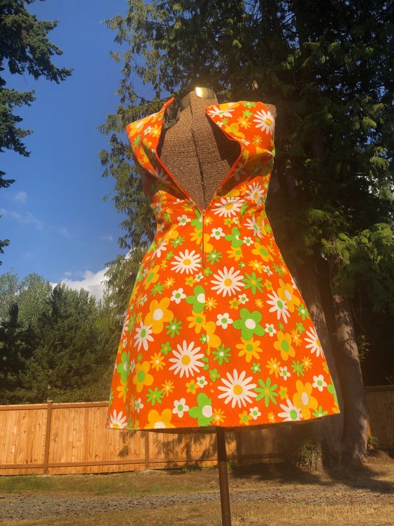 60s vintage flower child mini dress - image 8