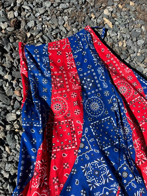 70s americana bandana skirt//vintage wrap midi sk… - image 2