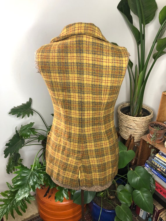 60s/70s mustard plaid vest - image 6