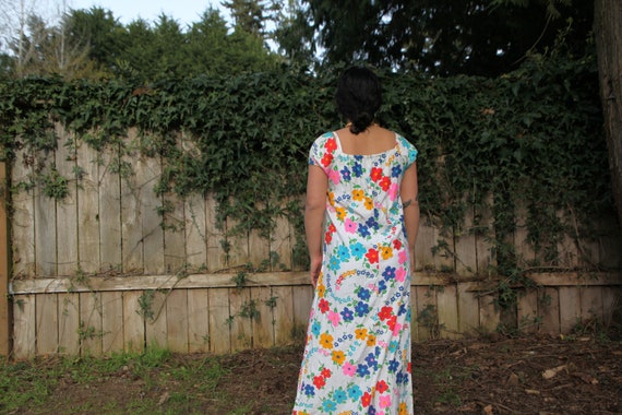 60s/70s hand made floral maxi dress// retro flowe… - image 2