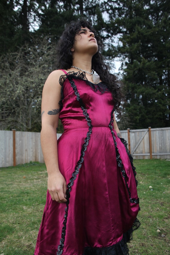 50s/60s California vintage burlesque maroon dress - image 6