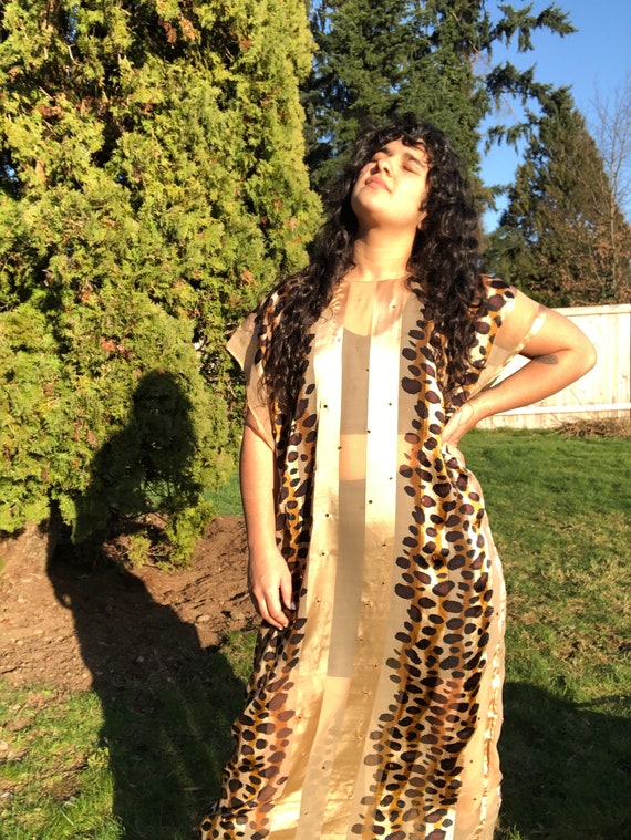 90s sheer cheetah caftan - image 2