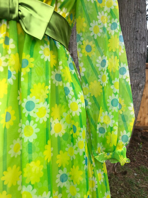 60s flower dress//long sleeve maxi dress - image 6