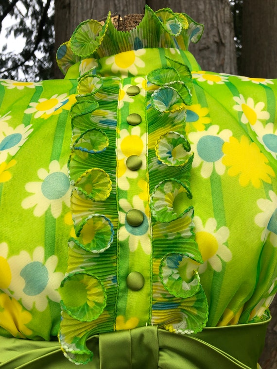 60s flower dress//long sleeve maxi dress - image 5