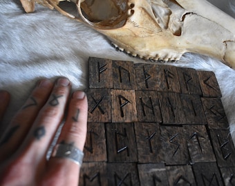 Dark oak elder futhark rune set *pagan*asatru*divination*ritual*witchcraft*