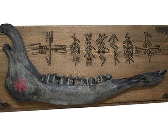 Connection to the Gods Stave Elk Jawbone Wall Hanger