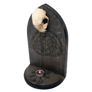 Runestone altar - with bobcat skull