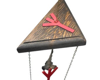 Algiz Rune & Blackened Deer Vertebra Chime