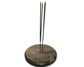 Elder Futhark runic circle incense dish