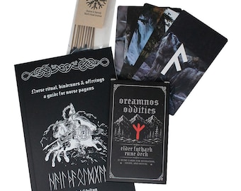 Norse pagan starter kit - beginner ritual set with rune deck, book and cleansing Incense
