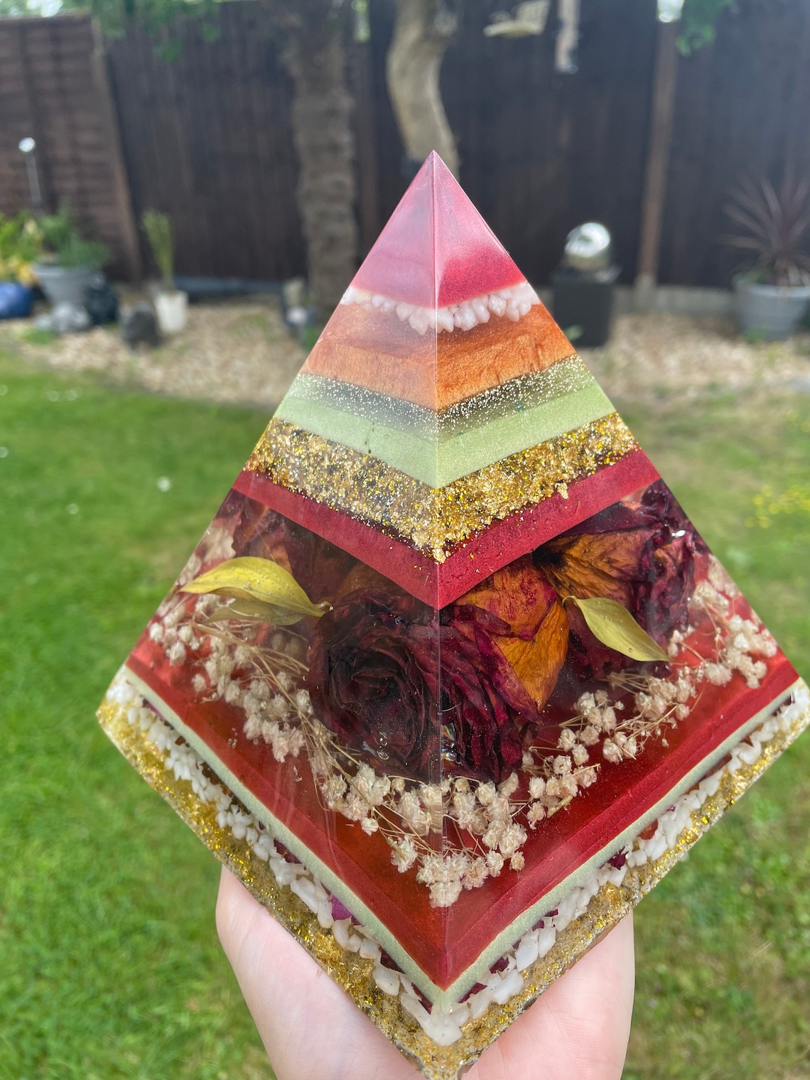 Handmade Resin Pyramid Preserved Flowers Etsy