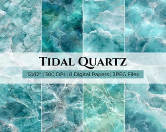 Turquoise Stone Digital Paper, Printable Backgrounds, Textures for Scrapbooking, Instant Download Designs