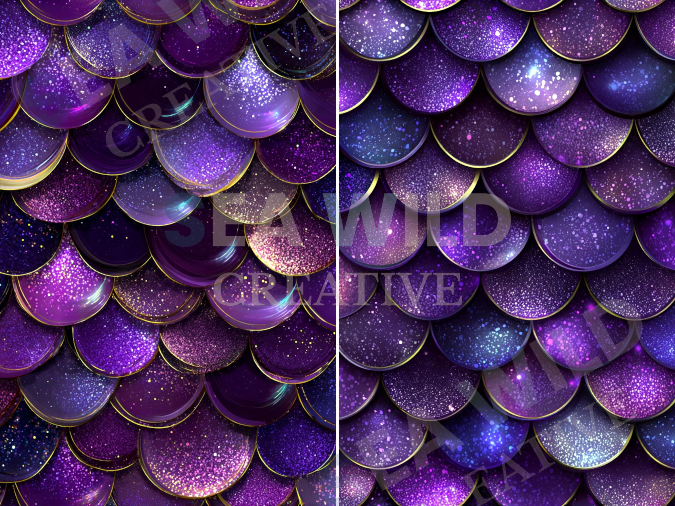 Purple Mermaid Digital Paper | Seamless Mermaid Scales | Ocean Fantasy ...