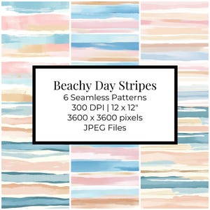 Watercolour Stripes Digital Paper Pack: 6 Seamless Patterns | Digital Paper | Digital Download Pattern |  Stripes Pattern - Commercial Use
