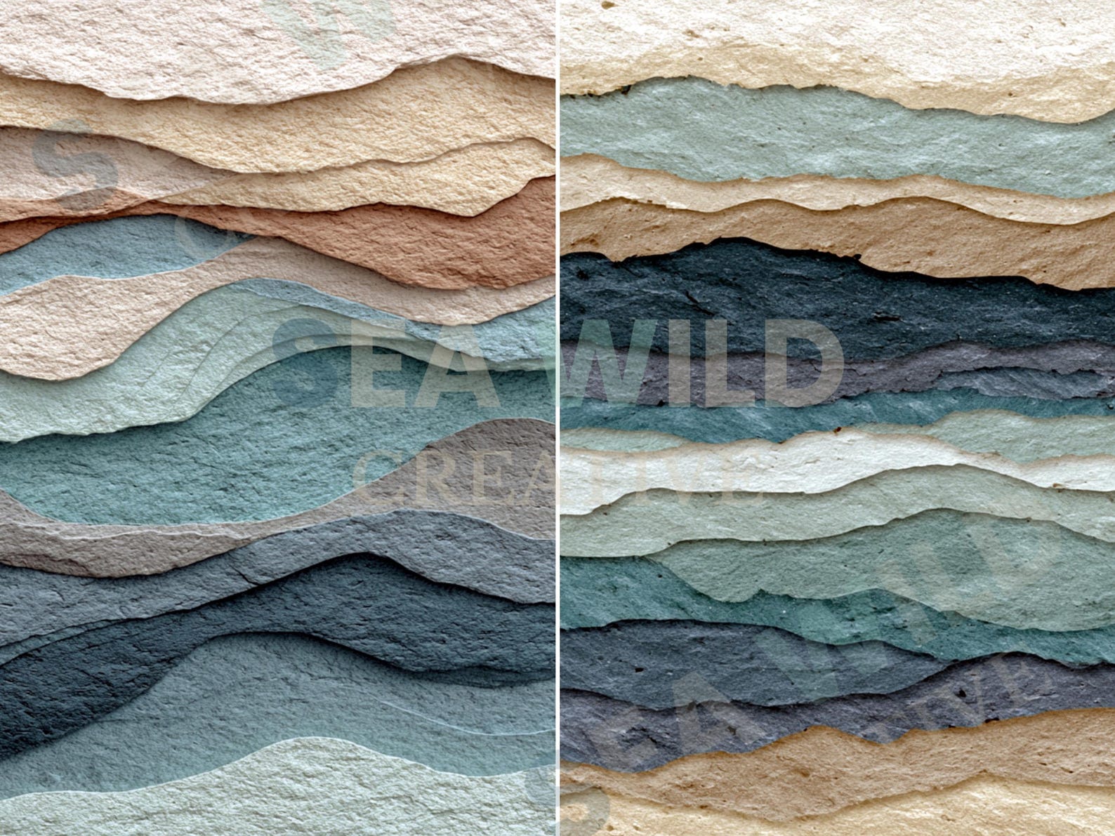 Ocean Waves Torn Paper Texture – Seamless Digital Paper (12x12, 10 JPG ...