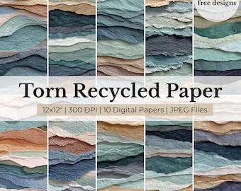 Ocean Waves Torn Paper Texture – Seamless Digital Paper (12x12, 10 JPG Files)