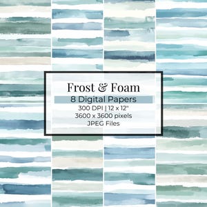 Watercolour Stripes Seamless Papers: 8 Digital Scrapbook Backgrounds | Printable Patterns | Instant Download Designs