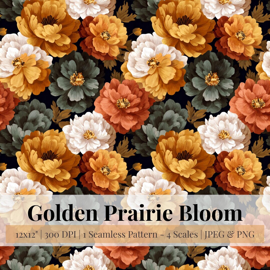 Boho Floral Seamless Pattern | Digital Paper Pack | Retro Boho Flower ...