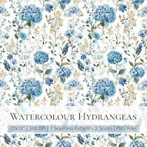 Blue Hydrangea PNG | Cottagecore PNG | Watercolour Floral Illustration