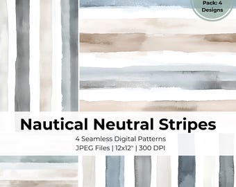 Watercolour Stripes Digital Paper: 4 Seamless Backgrounds for Scrapbooking, Printable Patterns, Craft Supplies - Mini Sampler Pack