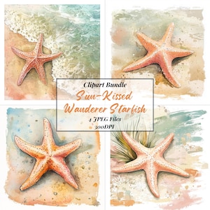 Starfish Clip Art | Cute Watercolour Design | Printable JPEG for Ocean Crafts | Beach Decor | Digital Download Art
