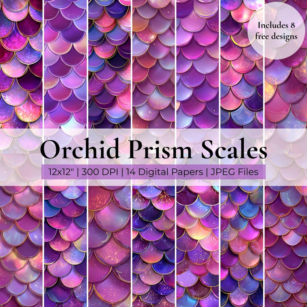 Mermaid Digital Paper | Pink and Purple Mermaid Scales Seamless Pattern ...