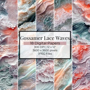 Seamless Lace Textures | Digital Scrapbook Paper | 18 Printable Backgrounds for Creative Crafts | Lace Digital Papers - Commercial Use