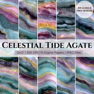 Himmlisches Achat-Digital-Papier: nahtlose Muster, Texturen, Hintergründe für das Basteln, Scrapbooking und den kommerziellen Gebrauch