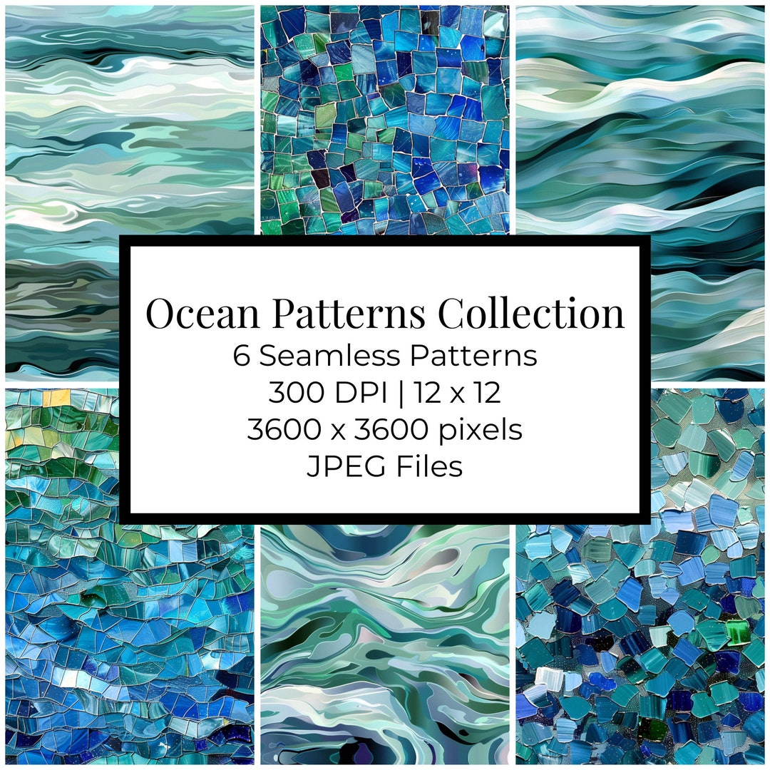 Ocean Patterns: Printable Paper Sea Patterns Animal Pattern Digital Paper Japanese Patterns ...