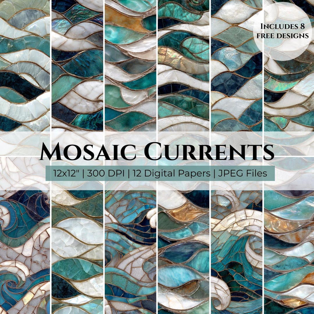 Glass Mosaic Digital Paper, 12x12 Seamless Textures (digital Download ...