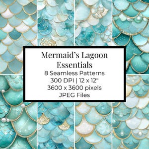 Mermaid Scales Seamless Pattern: Scrapbooking Digital Paper (Digital Download)