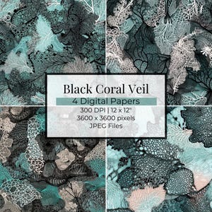 Black Lace Digital Paper: Shabby Chic Scrapbook Background (12x12in JPEG Digital Download)