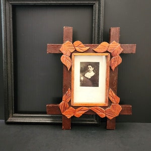 Carved Wood Frame with Antique Photo - Authentic Farmhouse Décor