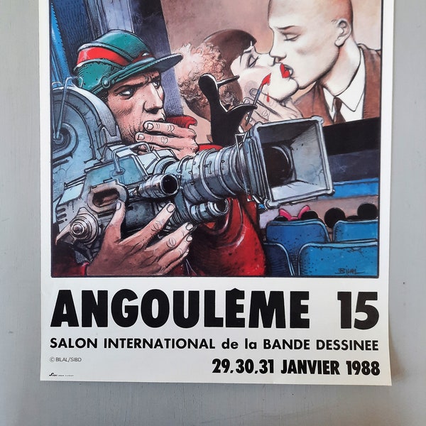 1988 Vintage Offset Poster. Comics Festival of Angoulème. Enki Bilal. Cinema Drawing. Comics