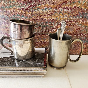 Antique Silver Plated Cups & Spoons. Baby Gifts. Collectable