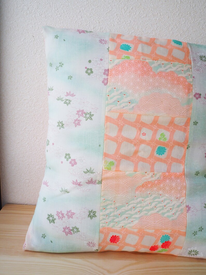Vintage Up-Cycled Japanese Kimono Nagajuban 16x16 Handmade Pillow Cover 7