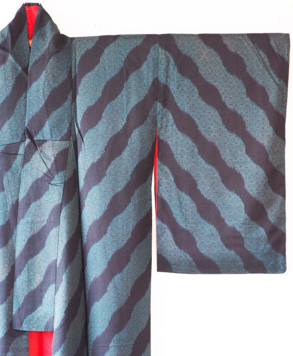 Antique Silk Black Kimono Japanese Robe
