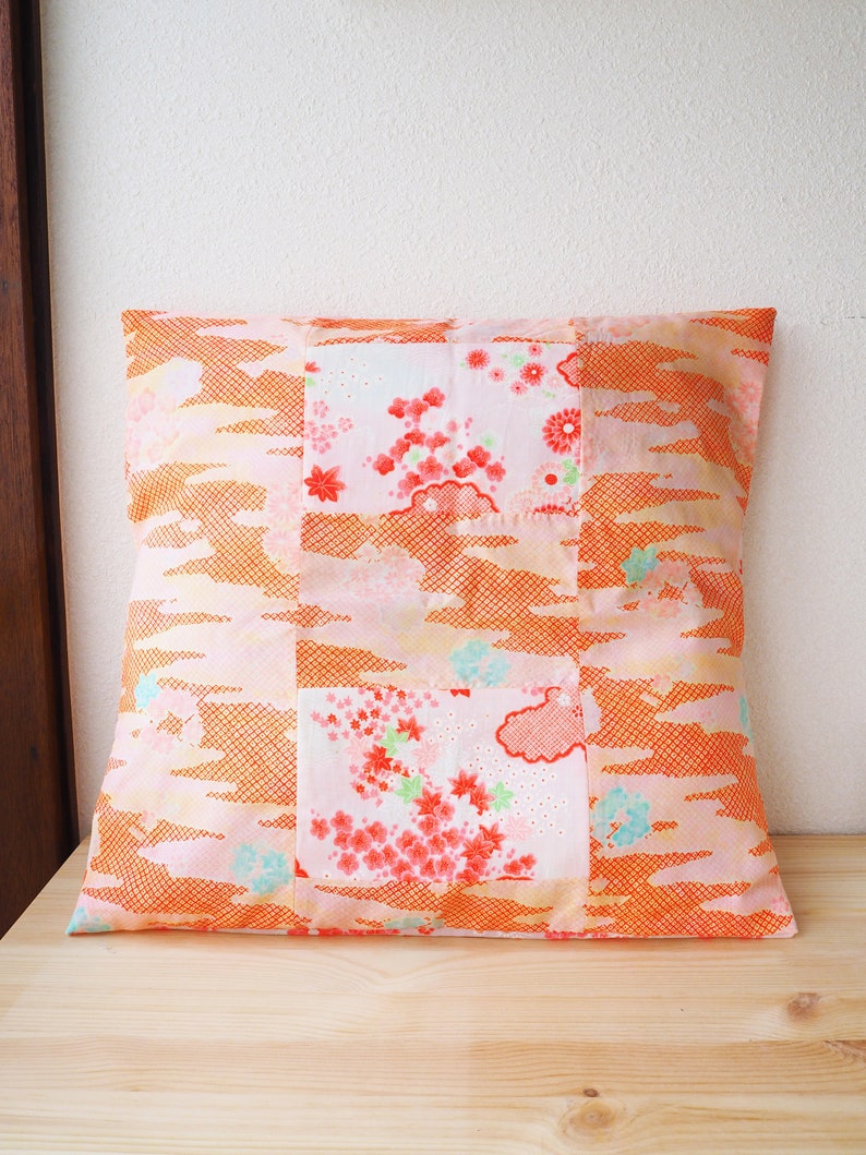 Vintage Up-Cycled Japanese Kimono Nagajuban 16x16 Handmade Pillow Cover 10