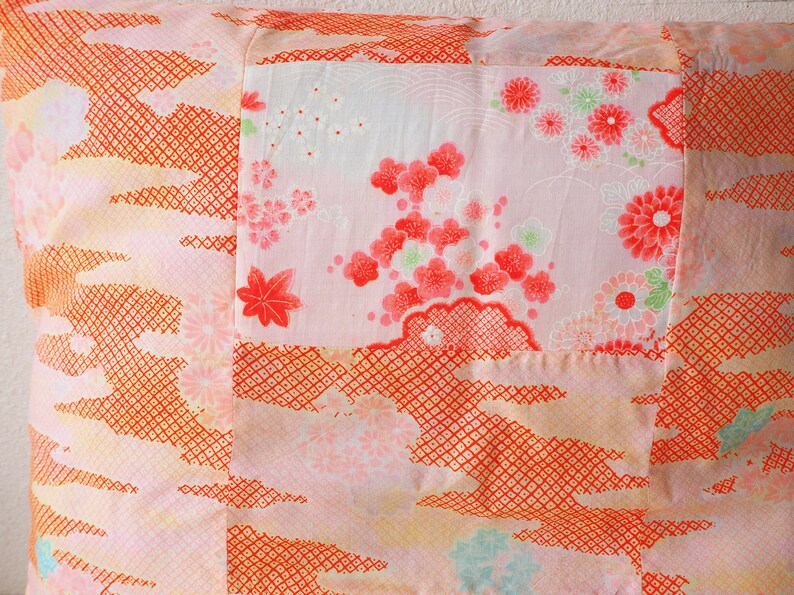 Vintage Up-Cycled Japanese Kimono Nagajuban 16x16 Handmade Pillow Cover 10
