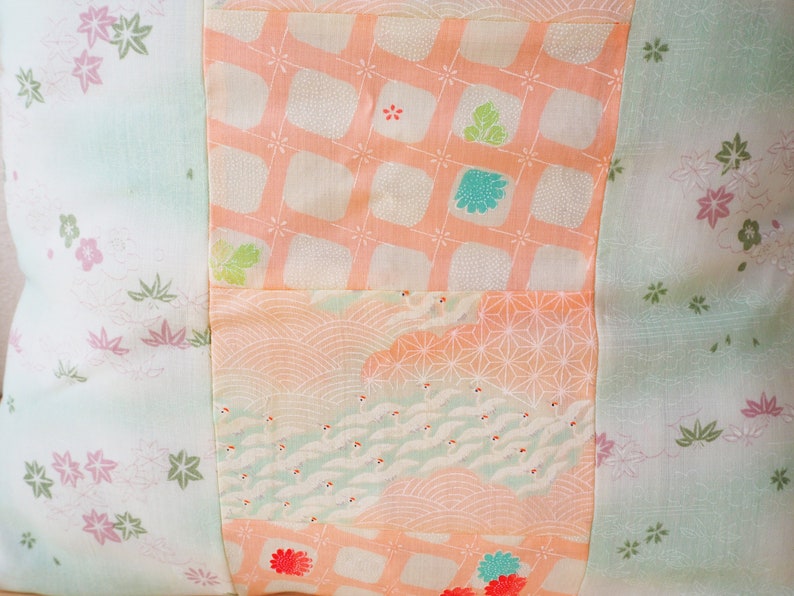 Vintage Up-Cycled Japanese Kimono Nagajuban 16x16 Handmade Pillow Cover 7