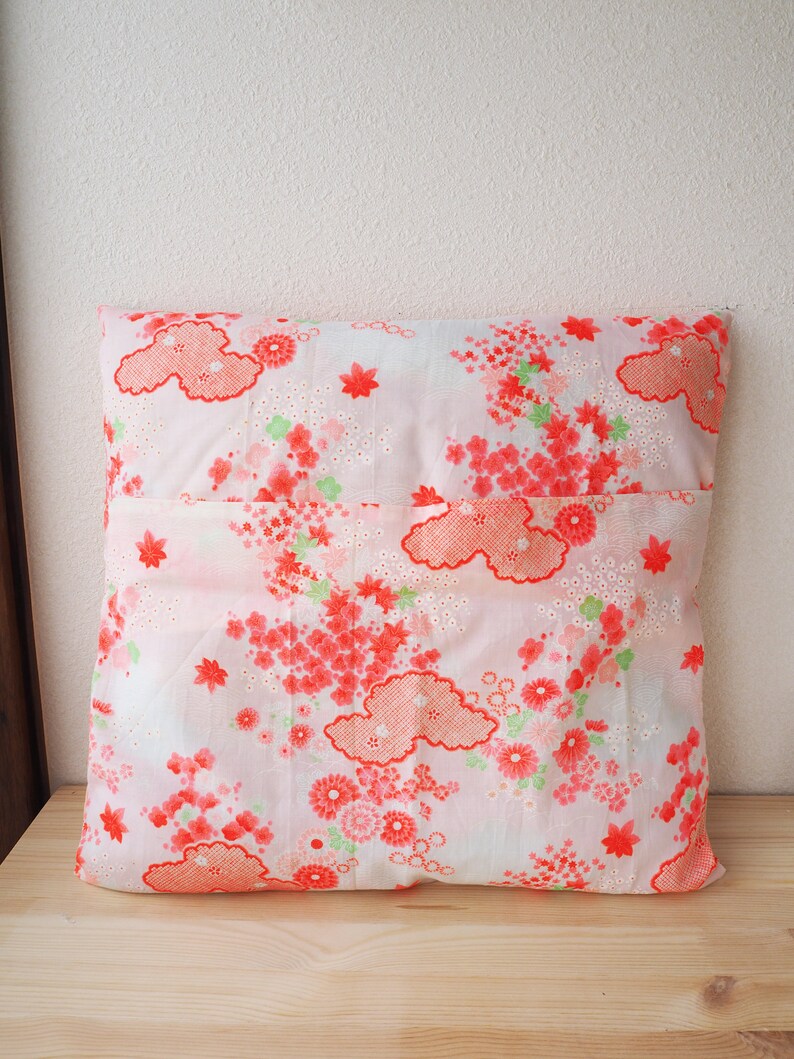 Vintage Up-Cycled Japanese Kimono Nagajuban 16x16 Handmade Pillow Cover 10