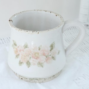 Pink Hydrangeas Hand Painted Vintage Lace Ceramic Mug