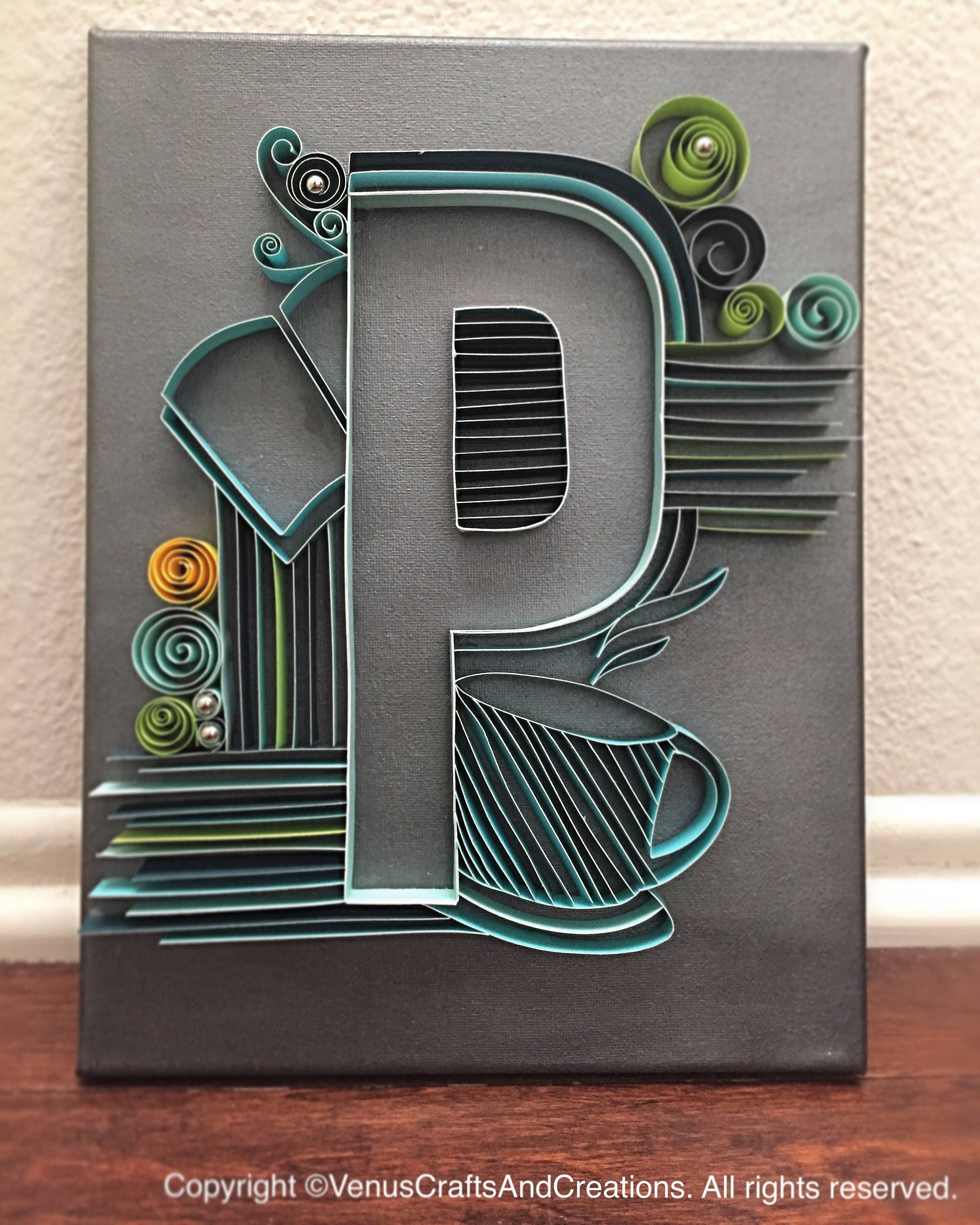 Customize quilled initials // paper quilling // 9 x 12 // Etsy