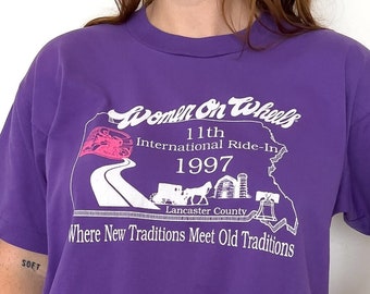 1997 Women On Wheels 11e T-shirt international de moto Ride-In Taille L*
