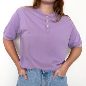 90s GAP Lavender Henley Oversize Tee Unisex Size S-M zdjęcie 1